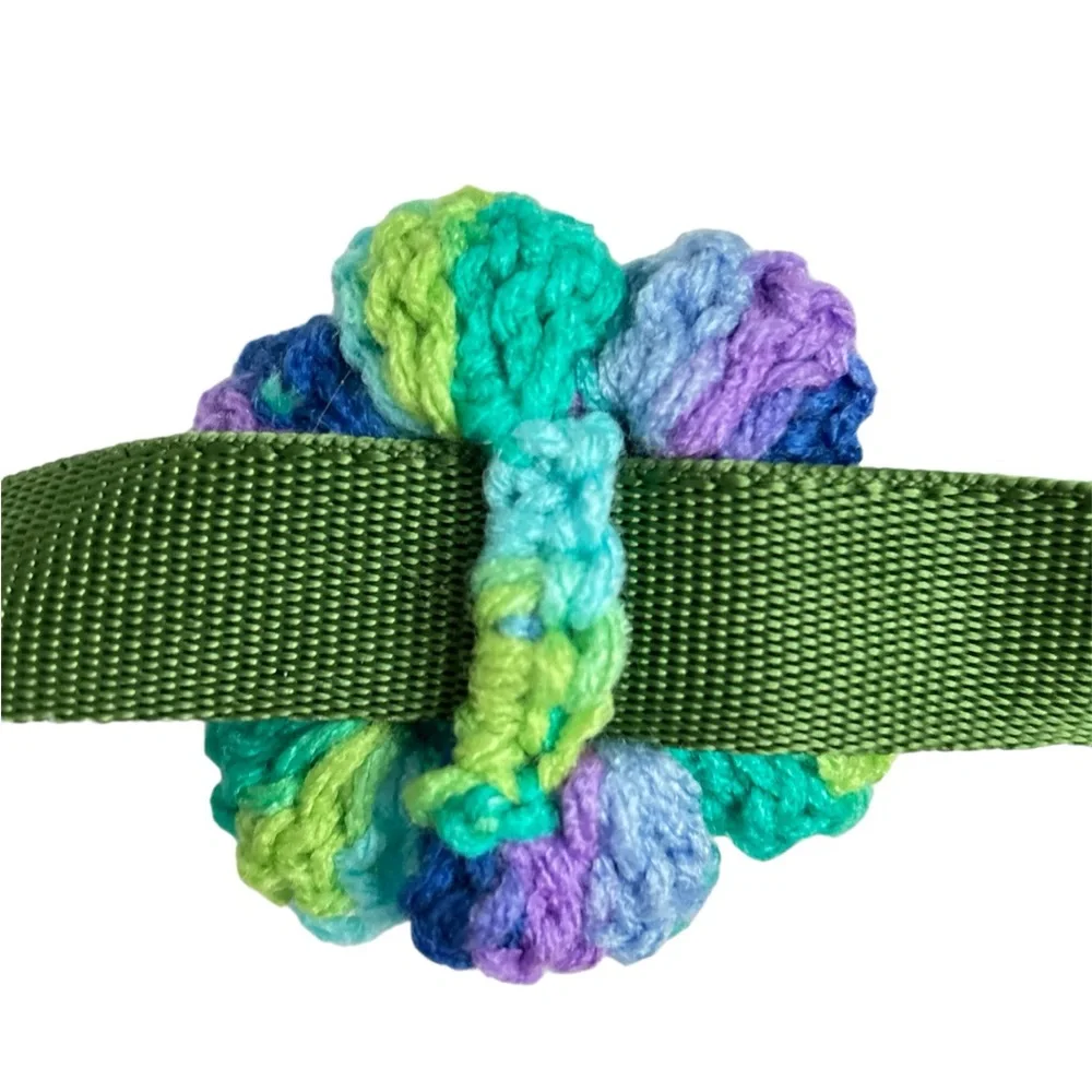 HAND CRAFTED Colorful Floral Four Crocheted Dog Collar Flowers Attachments